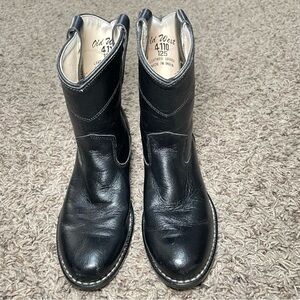 Old West Little Kids‎ Youth Size 12.5 Black Leather Cowboy Western Boots